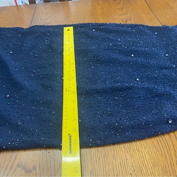 Tiffany designs silk maxi navy beaded square neck open back gown 6 - Picture 4 of 16